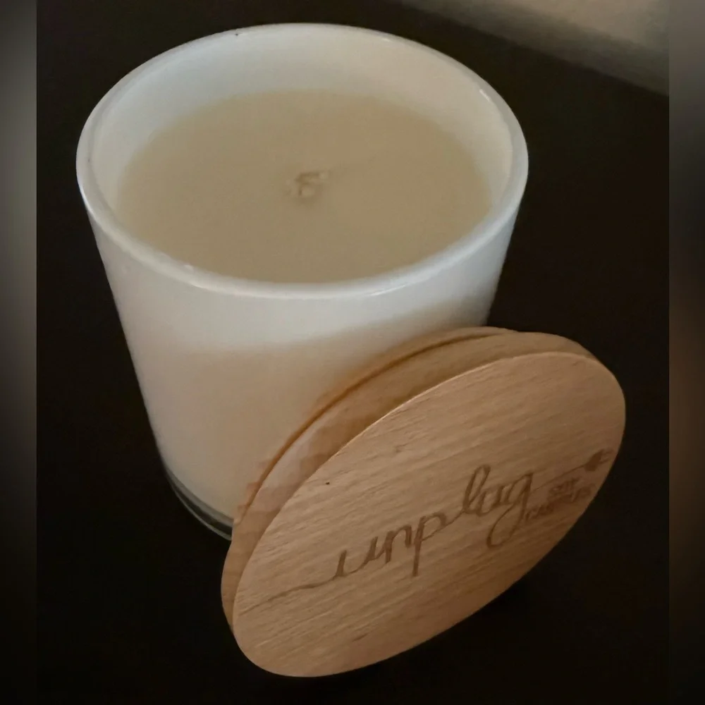 Unplug Sugared Citrus Scented Candle 13oz Frosted Glass | Wooden Lid Home Decor